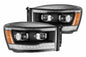 AlphaRex Pro-Series Halogen Heads: Dodge Ram (06-08) - Matte Black (Set)