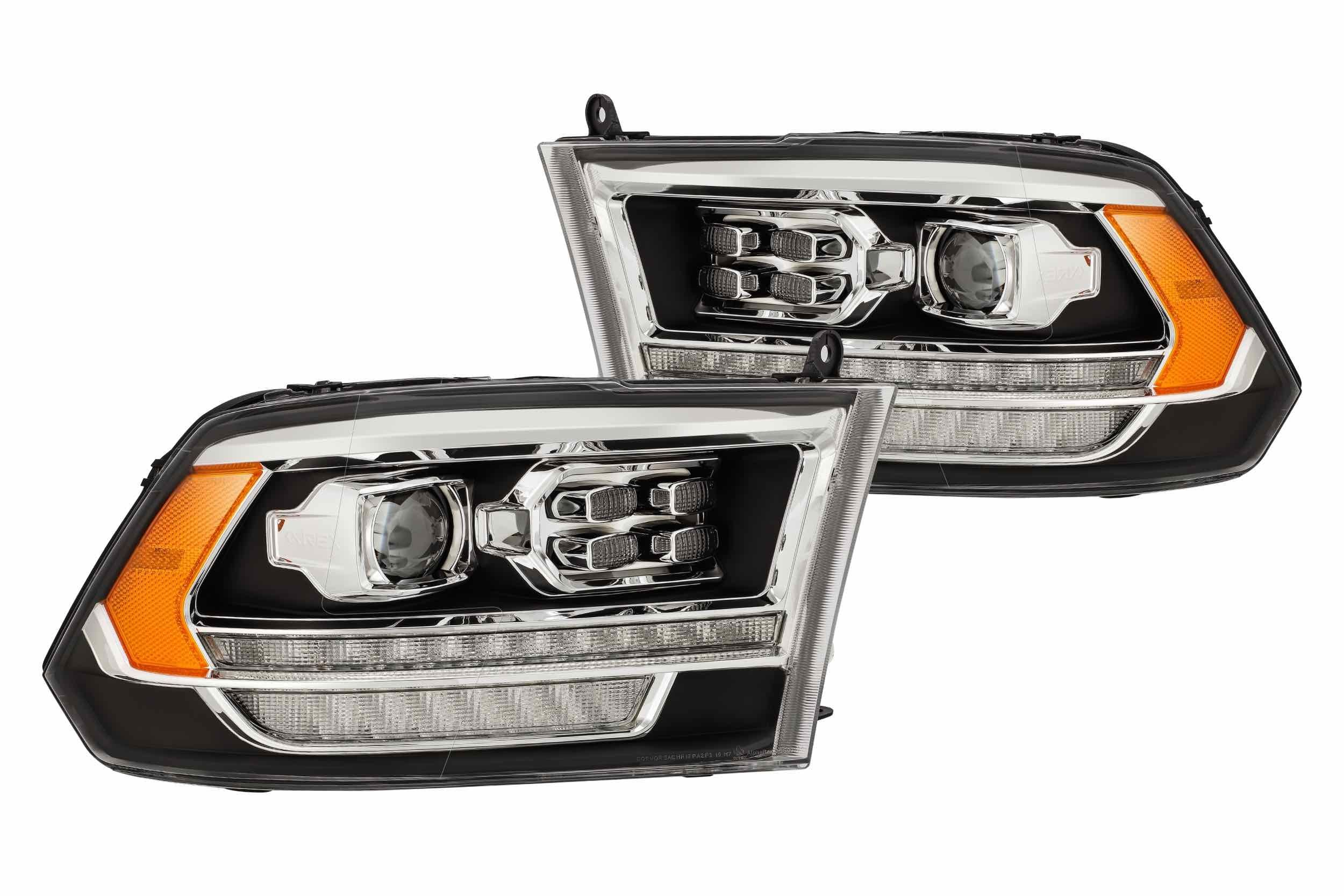 AlphaRex Pro-Series Halogen Heads: Dodge Ram (09-18) - Gloss Black (Set)