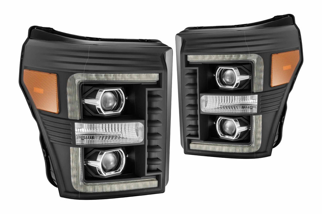 AlphaRex Luxx-Series LED Heads:  Ford Super Duty (11-16) - Gloss Black (Set)