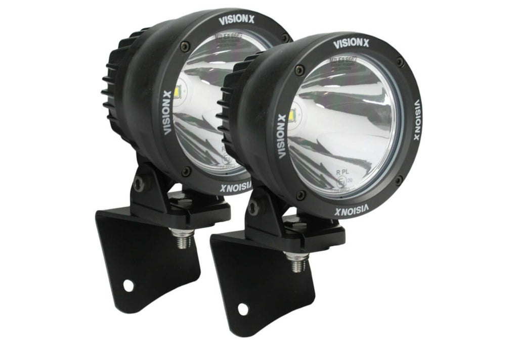 Vision X A-Pillar LED Lighting System: Jeep TJ (97-06) (2x 4.5in Optimus Square Pods / 15 Degree Beam)