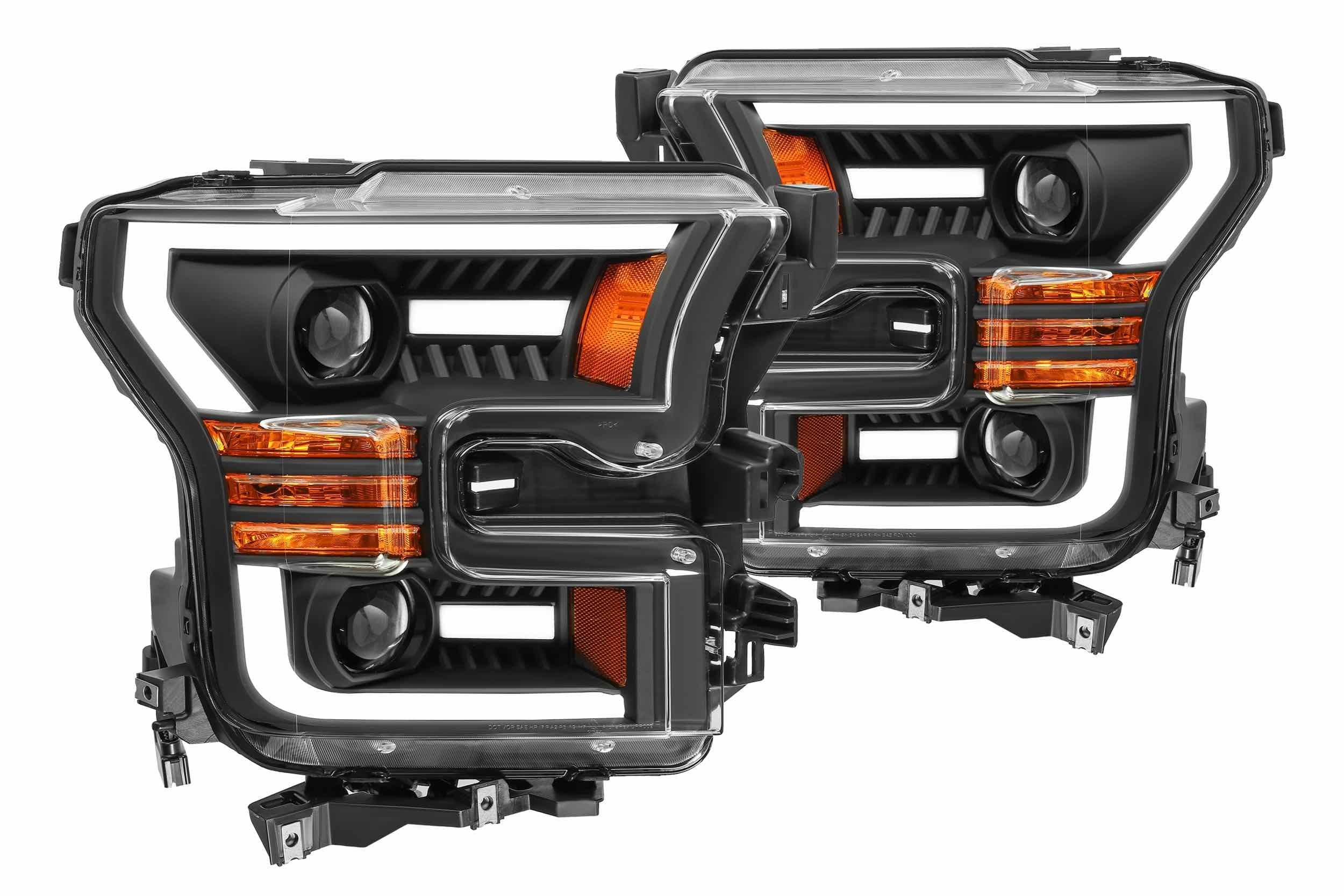 AlphaRex Pro-Series Halogen Heads: Ford F150 (15-17) - Gloss Black (Set)