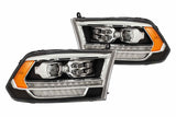 AlphaRex Pro-Series Halogen Heads: Dodge Ram (09-18) (19+ HD Look) - AlphaBlack Black (Set)