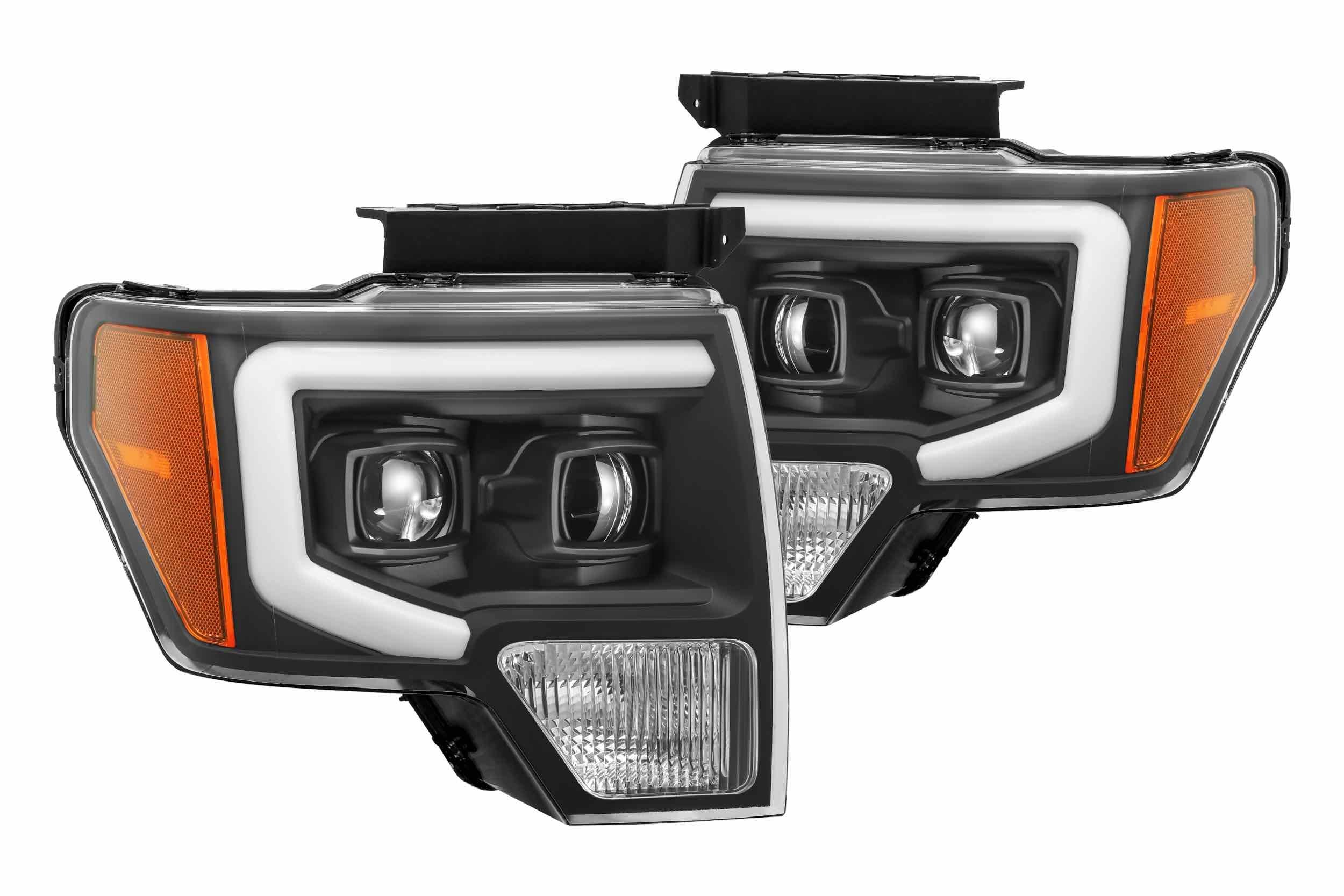 AlphaRex Pro-Series Halogen Heads: Ford F150 (09-14) - AlphaBlack Black (Set)