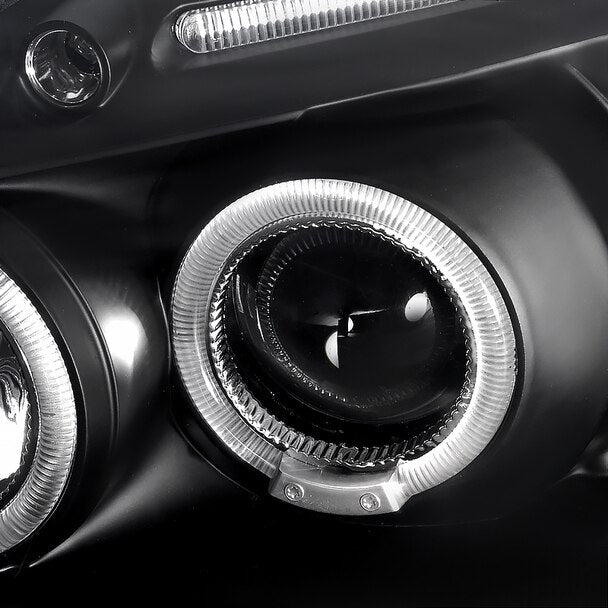 1999-2000 Honda Civic Spec-D Tuning Dual Halo LED Projector Headlights w/Eyebrows (Matte Black Housing/Clear Lens)