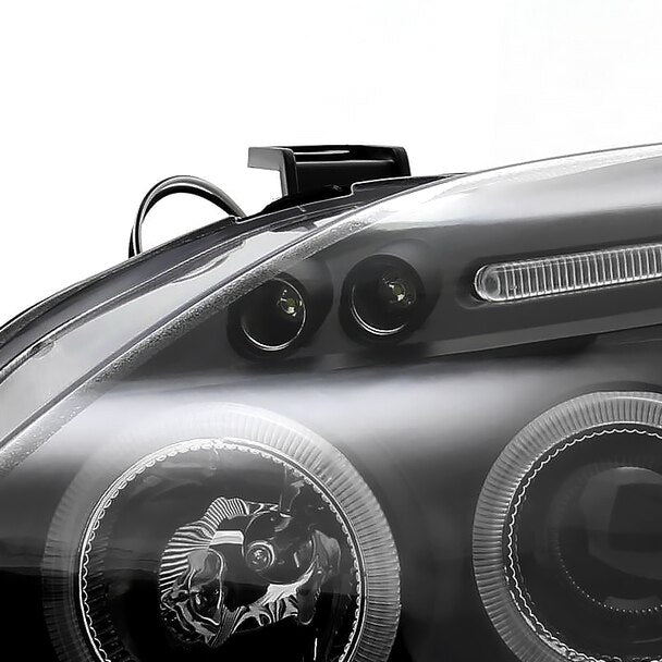 1999-2000 Honda Civic Spec-D Tuning Dual Halo LED Projector Headlights w/Eyebrows (Matte Black Housing/Clear Lens)