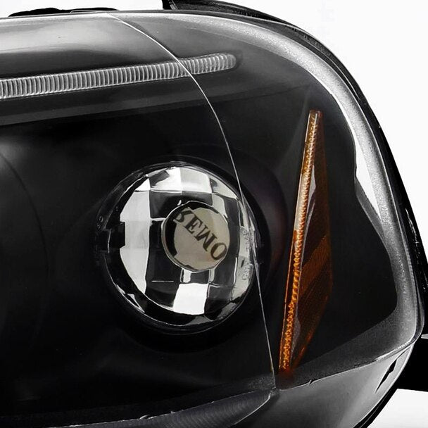 1999-2000 Honda Civic Spec-D Tuning Dual Halo LED Projector Headlights w/Eyebrows (Matte Black Housing/Clear Lens)