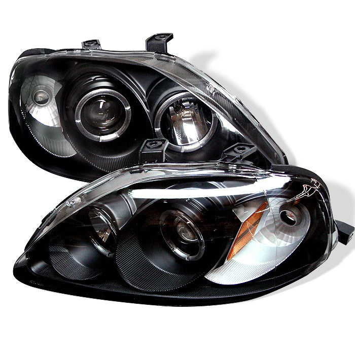 Spyder Honda Civic 99-00 Projector Headlights LED Halo Black High H1 Low H1